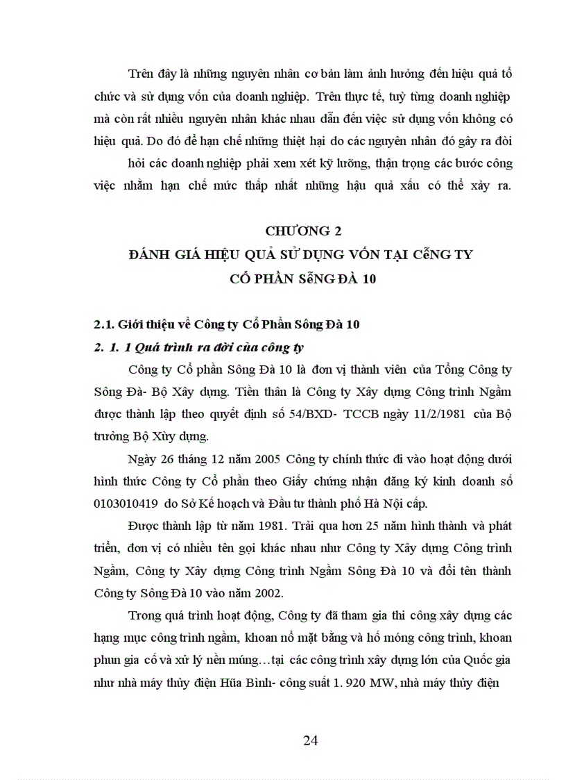 image for page Nâng cao hiệu quả sử dụng vốn tại Công ty Cổ Phần Sông Đà 10