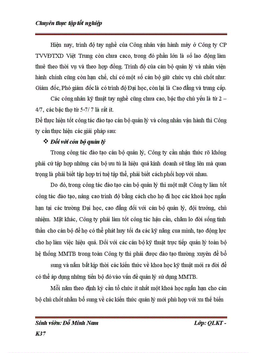 image for page Những điều kiện và giải pháp nhằm nâng cao hiệu quả quản lý sử dụng máy móc thiết bị tại công ty cổ phần và đầu tư xây dựng Việt Trung