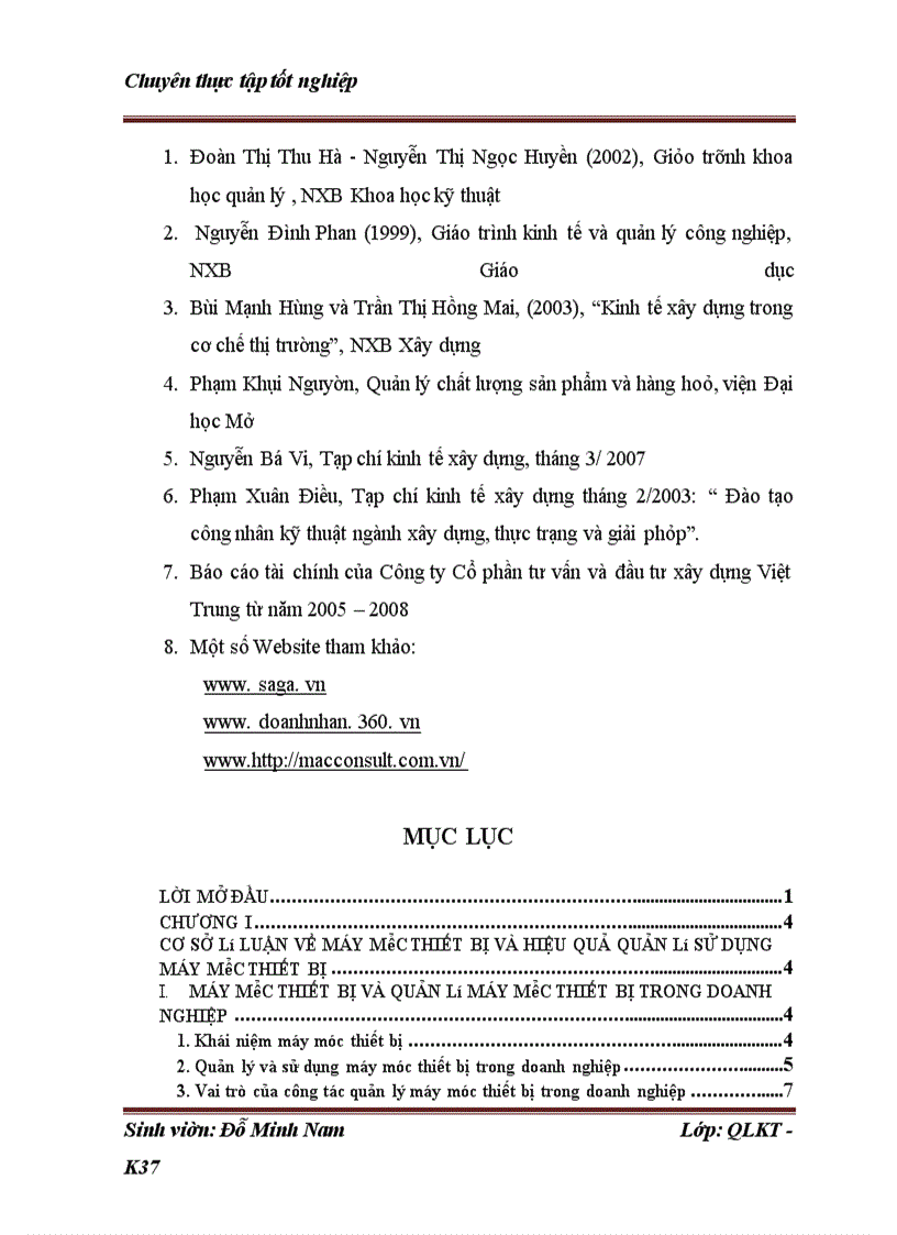 image for page Những điều kiện và giải pháp nhằm nâng cao hiệu quả quản lý sử dụng máy móc thiết bị tại công ty cổ phần và đầu tư xây dựng Việt Trung