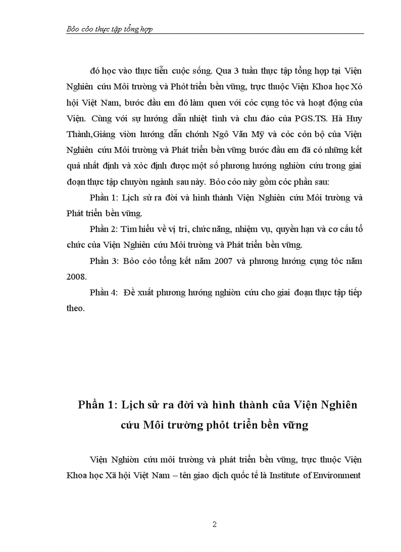 image for page Báo cáo thực tập tại Viện Nghiên cứu Môi trường và Phát triển bền vững
