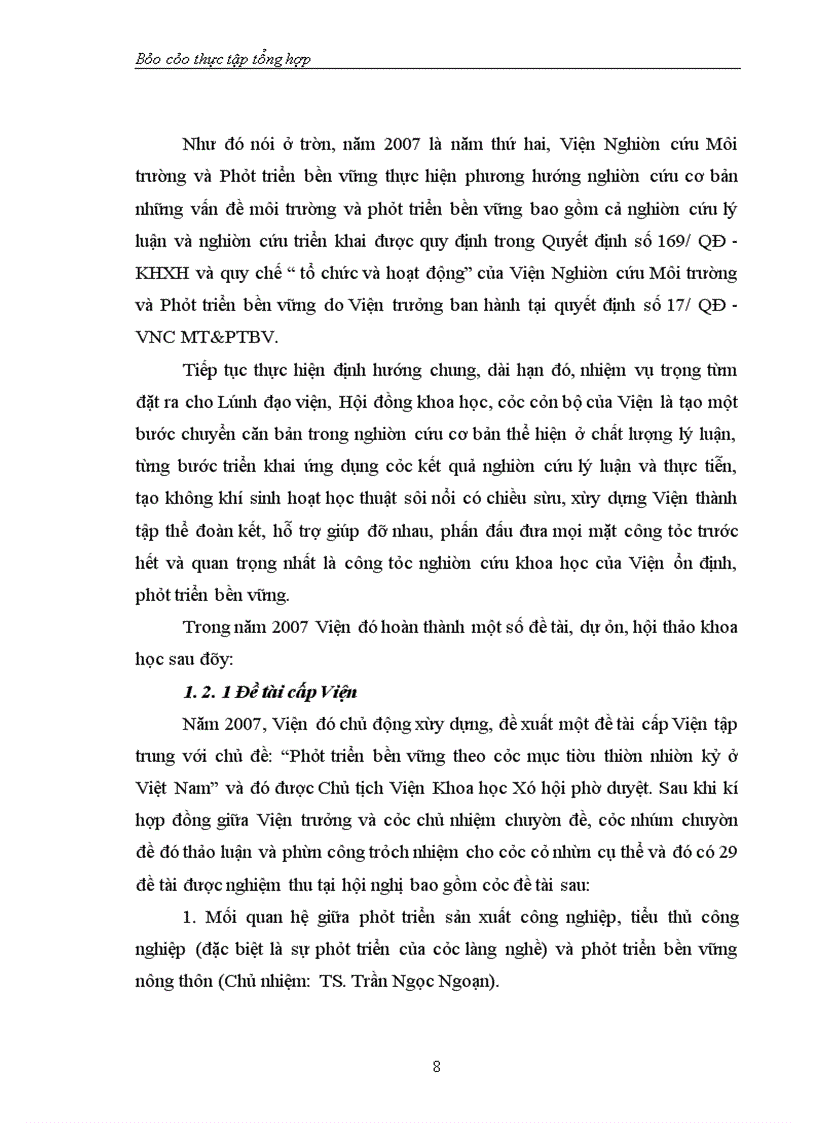 image for page Báo cáo thực tập tại Viện Nghiên cứu Môi trường và Phát triển bền vững