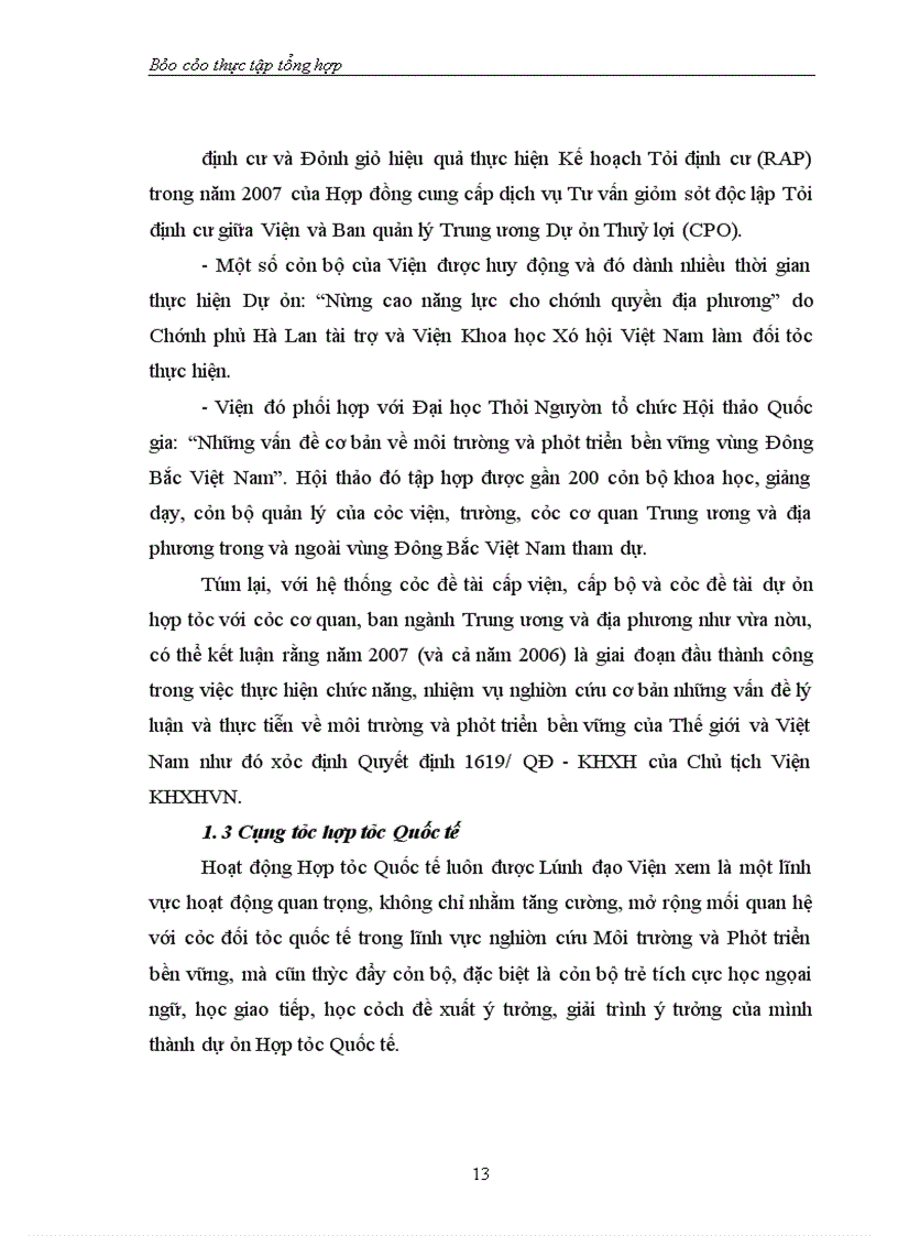 image for page Báo cáo thực tập tại Viện Nghiên cứu Môi trường và Phát triển bền vững