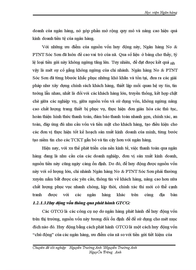 image for page Nâng cao chất lượng hoạt động huy động vốn ở Ngân hàng No & PTNT Sóc Sơn. Thực trạng và giải pháp