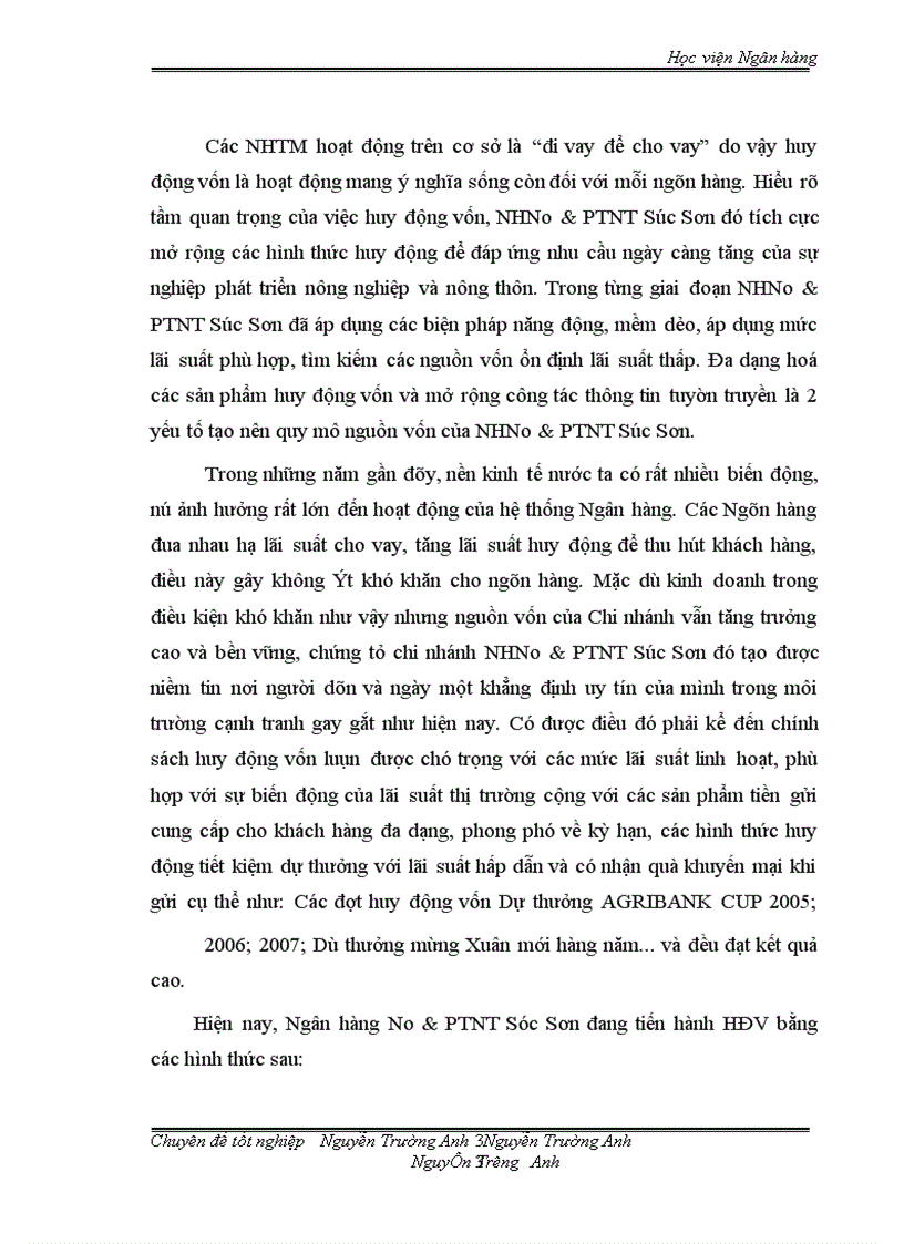 image for page Nâng cao chất lượng hoạt động huy động vốn ở Ngân hàng No & PTNT Sóc Sơn. Thực trạng và giải pháp