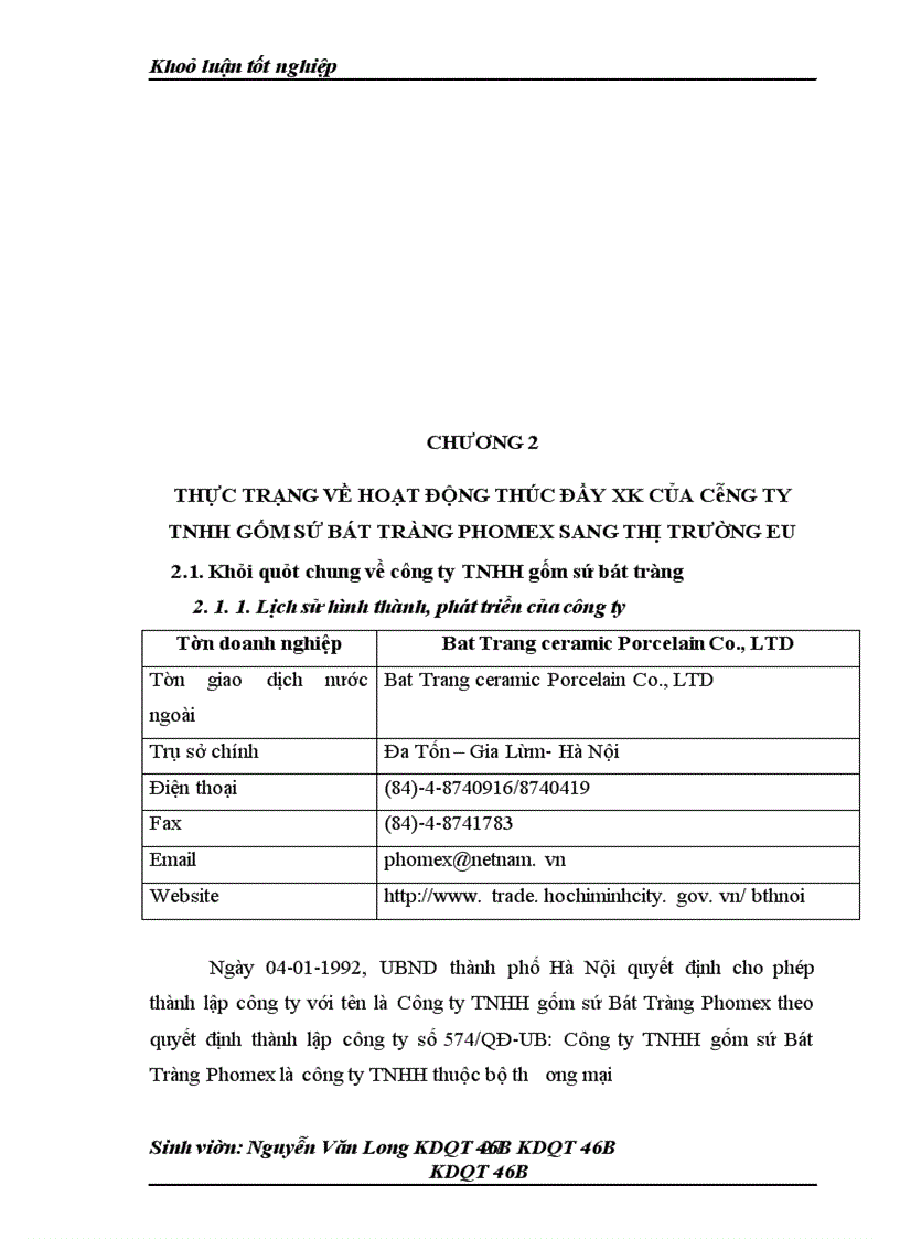 image for page Thực trạng về hoạt động thúc đẩy XK của công ty TNHH gốm sứ Bát Tràng phomex sang thị trường EU