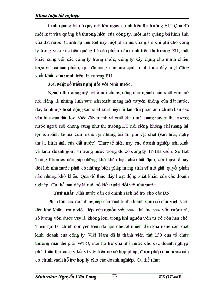 image for page Thực trạng về hoạt động thúc đẩy XK của công ty TNHH gốm sứ Bát Tràng phomex sang thị trường EU