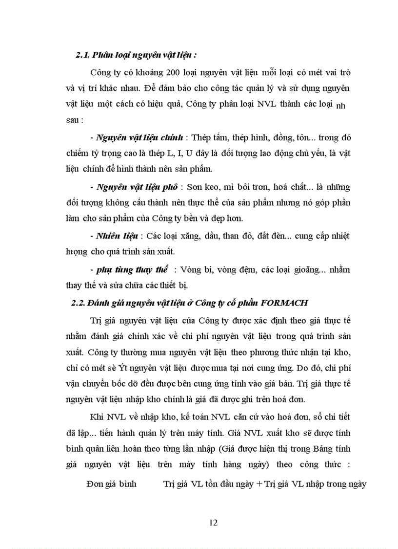 image for page Tổ chức công tác nguyên vật liệu và phân tích tình hình quản lý, sử dụng nguyên vật liệu tại Công ty cổ phần FORMACH