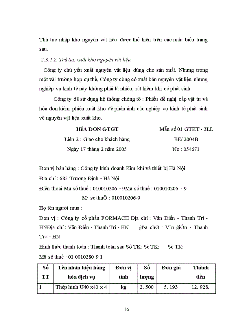 image for page Tổ chức công tác nguyên vật liệu và phân tích tình hình quản lý, sử dụng nguyên vật liệu tại Công ty cổ phần FORMACH