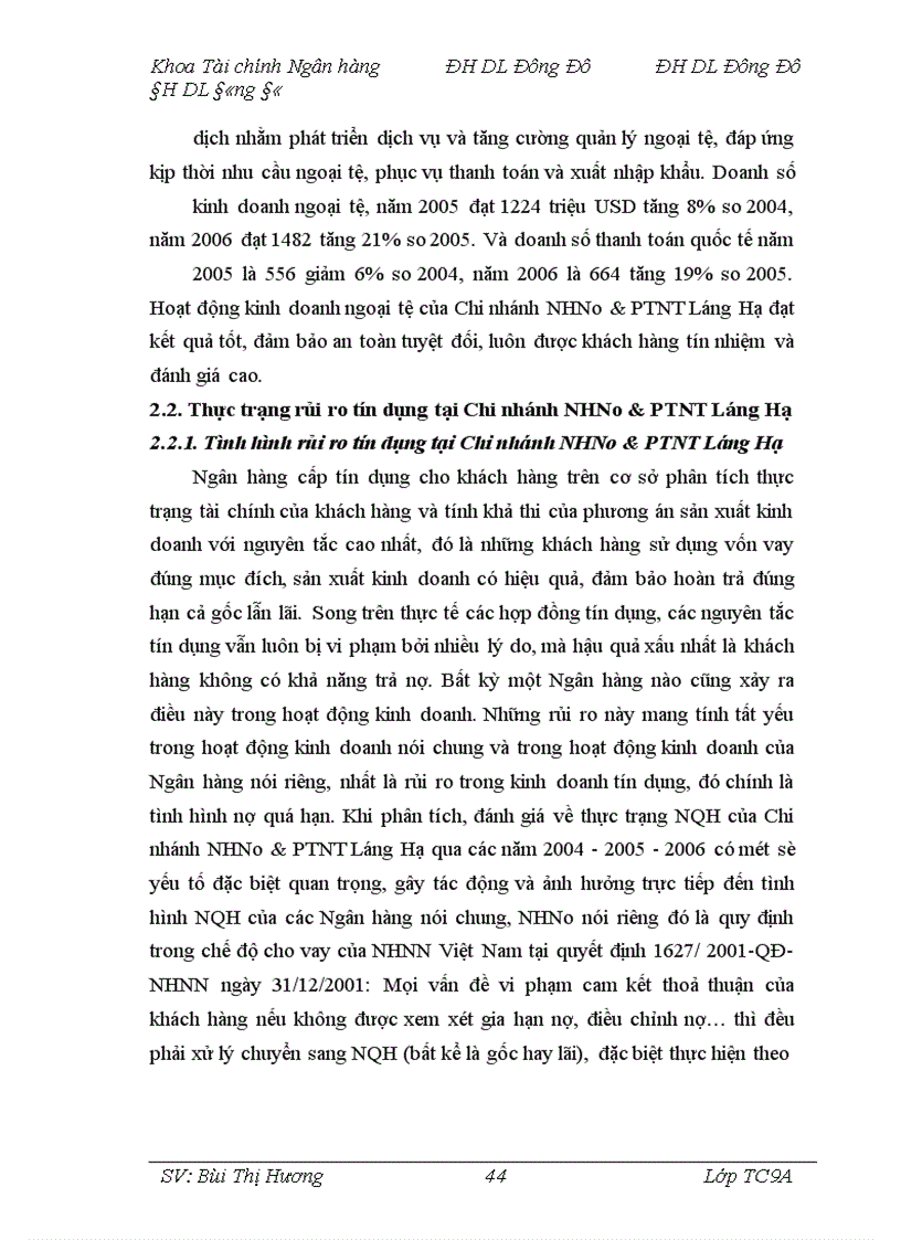 image for page Giải pháp phòng ngừa, hạn chế rủi ro trong hoạt động tín dụng tại Chi nhánh Ngân hàng Nông nghiệp và Phát triển nông thôn Láng Hạ