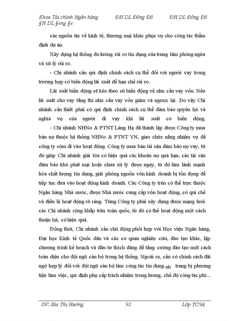 image for page Giải pháp phòng ngừa, hạn chế rủi ro trong hoạt động tín dụng tại Chi nhánh Ngân hàng Nông nghiệp và Phát triển nông thôn Láng Hạ
