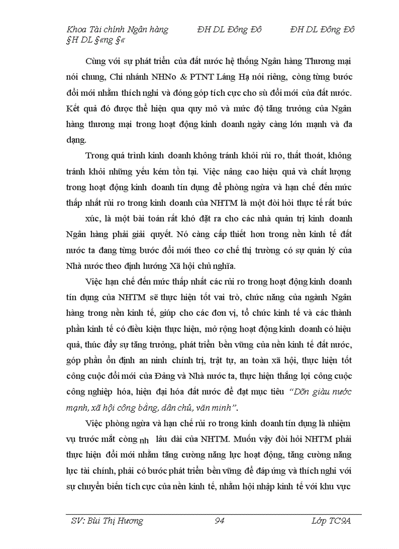 image for page Giải pháp phòng ngừa, hạn chế rủi ro trong hoạt động tín dụng tại Chi nhánh Ngân hàng Nông nghiệp và Phát triển nông thôn Láng Hạ