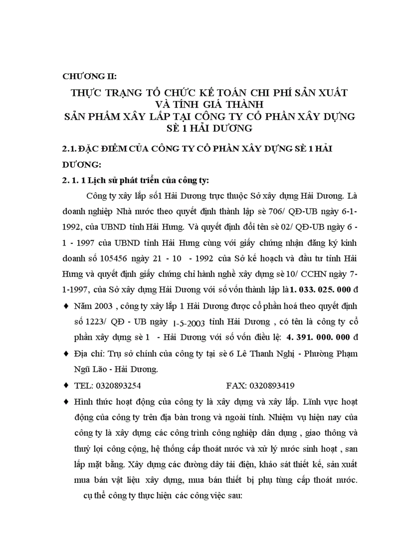 image for page Kế toán tập hợp chi phí sản xuất và tính giá thành sản phẩm xây lắp tại công ty cổ phần xây dựng số 1 Hải Dương