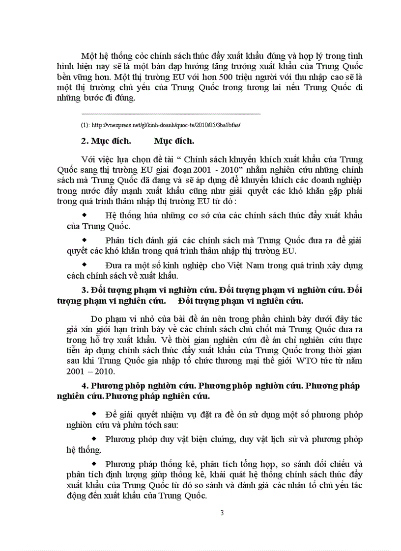 Chính sách khuyến khích xuất khẩu của Trung Quốc sang thị trường EU giai đoạn 2001 - 2010