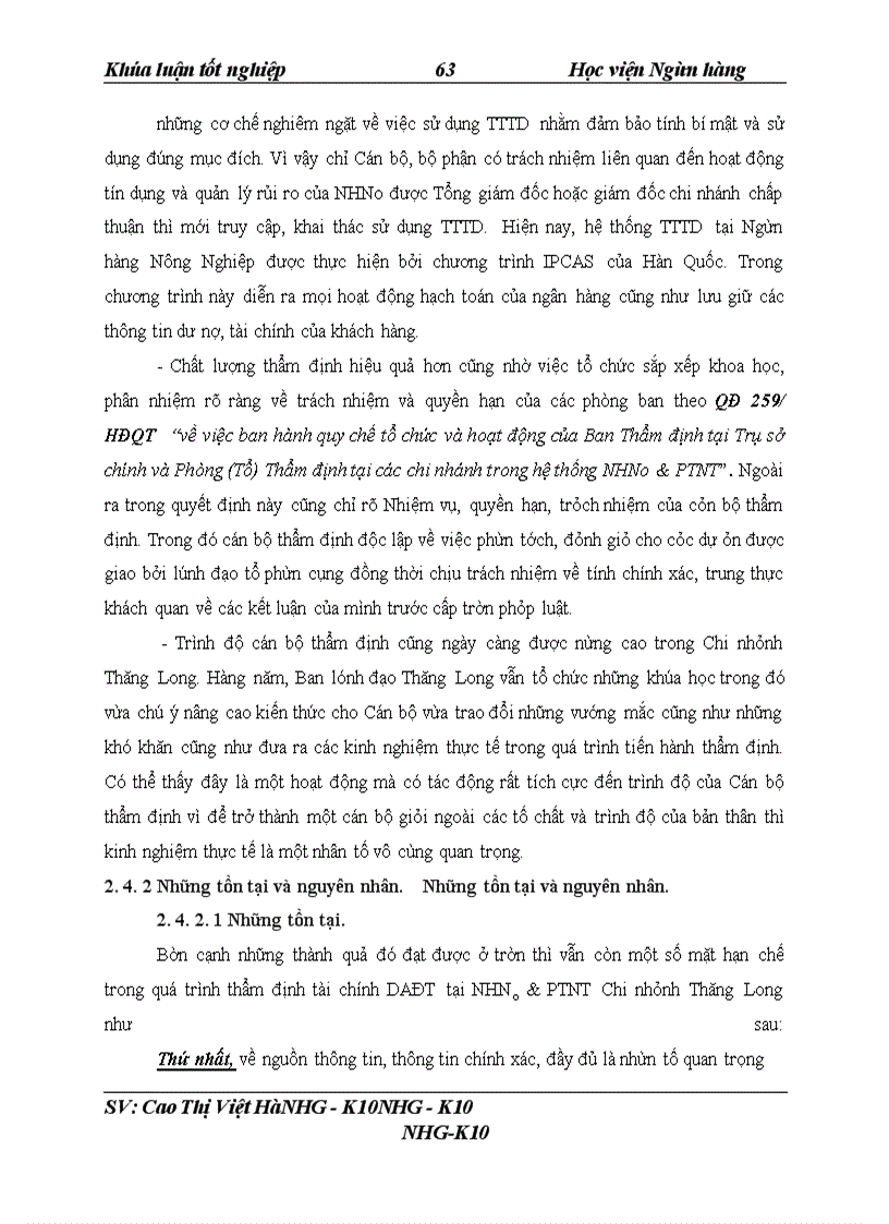 image for page Giải pháp nâng cao chất lương công tác thẩm định tài chính dự án đầu tư tại NHNo & PTNT Chi nhánh Thăng Long