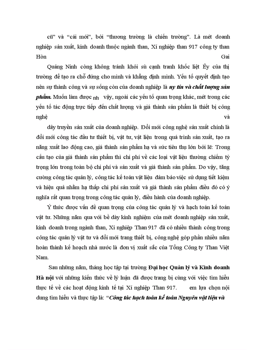 image for page Thực trạng tổ chức công tác kế toán nguyên vật liệu tại Xí nghiệp Than 917