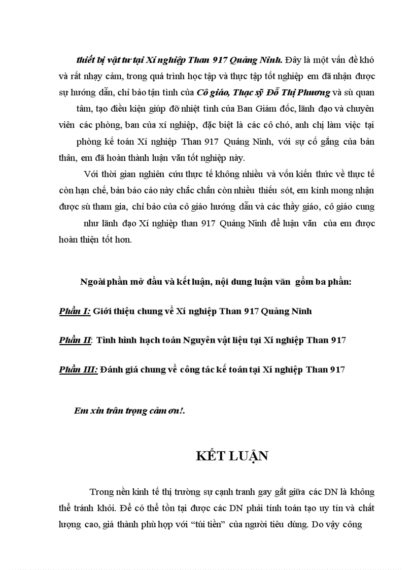 image for page Thực trạng tổ chức công tác kế toán nguyên vật liệu tại Xí nghiệp Than 917