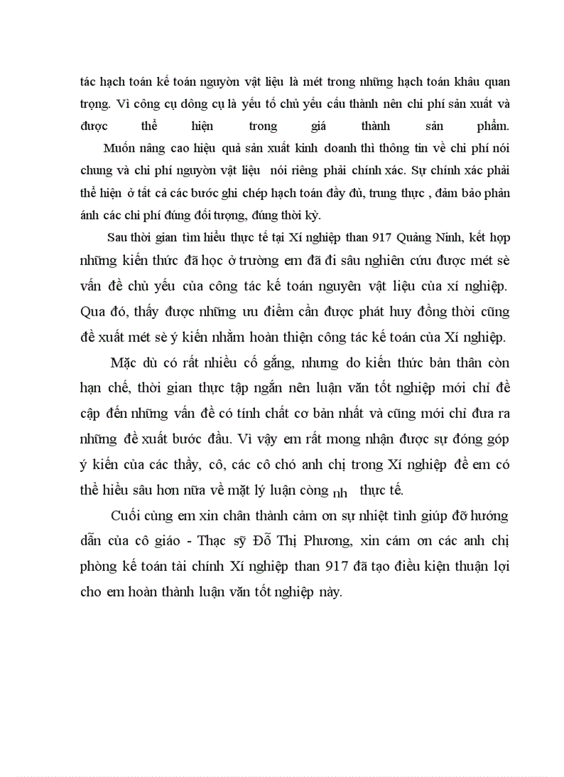 image for page Thực trạng tổ chức công tác kế toán nguyên vật liệu tại Xí nghiệp Than 917