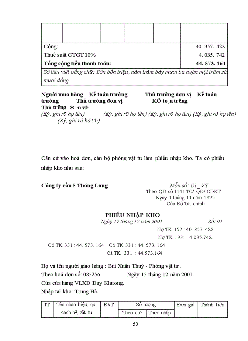 image for page Hoàn thiện công tác hạch toán nguyên vật liệu, công cụ dụng cụ tại Công ty Cầu 5 Thăng Long