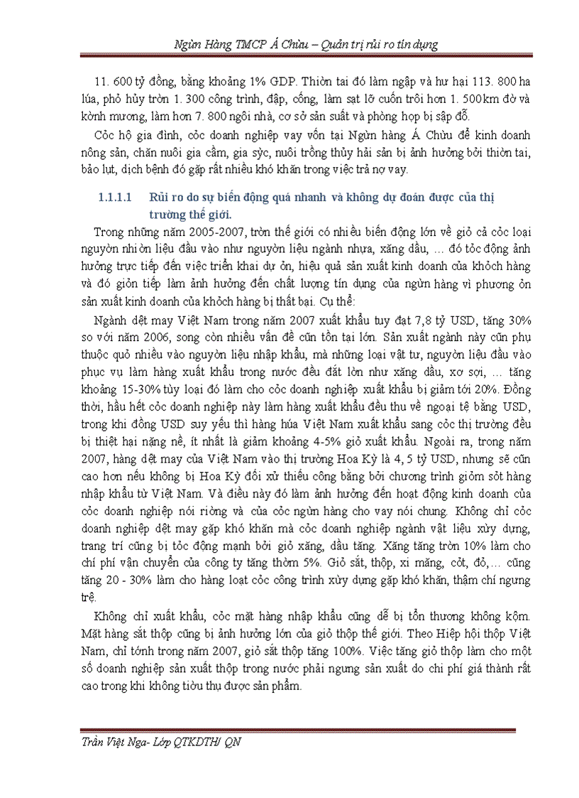 image for page Quản trị rủi ro tín dụng tại Ngân hàng TMCP Á Châu - Chi nhánh Chùa Hà - Thực trạng và Giải pháp -
