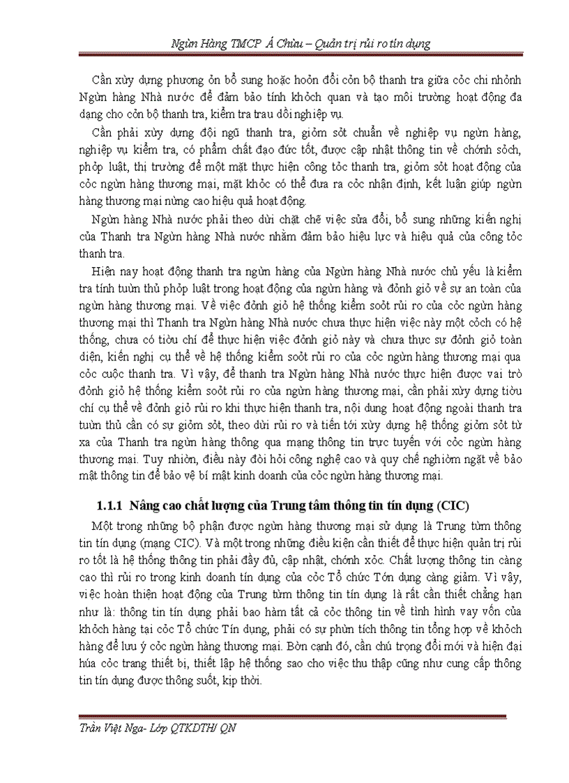 image for page Quản trị rủi ro tín dụng tại Ngân hàng TMCP Á Châu - Chi nhánh Chùa Hà - Thực trạng và Giải pháp -