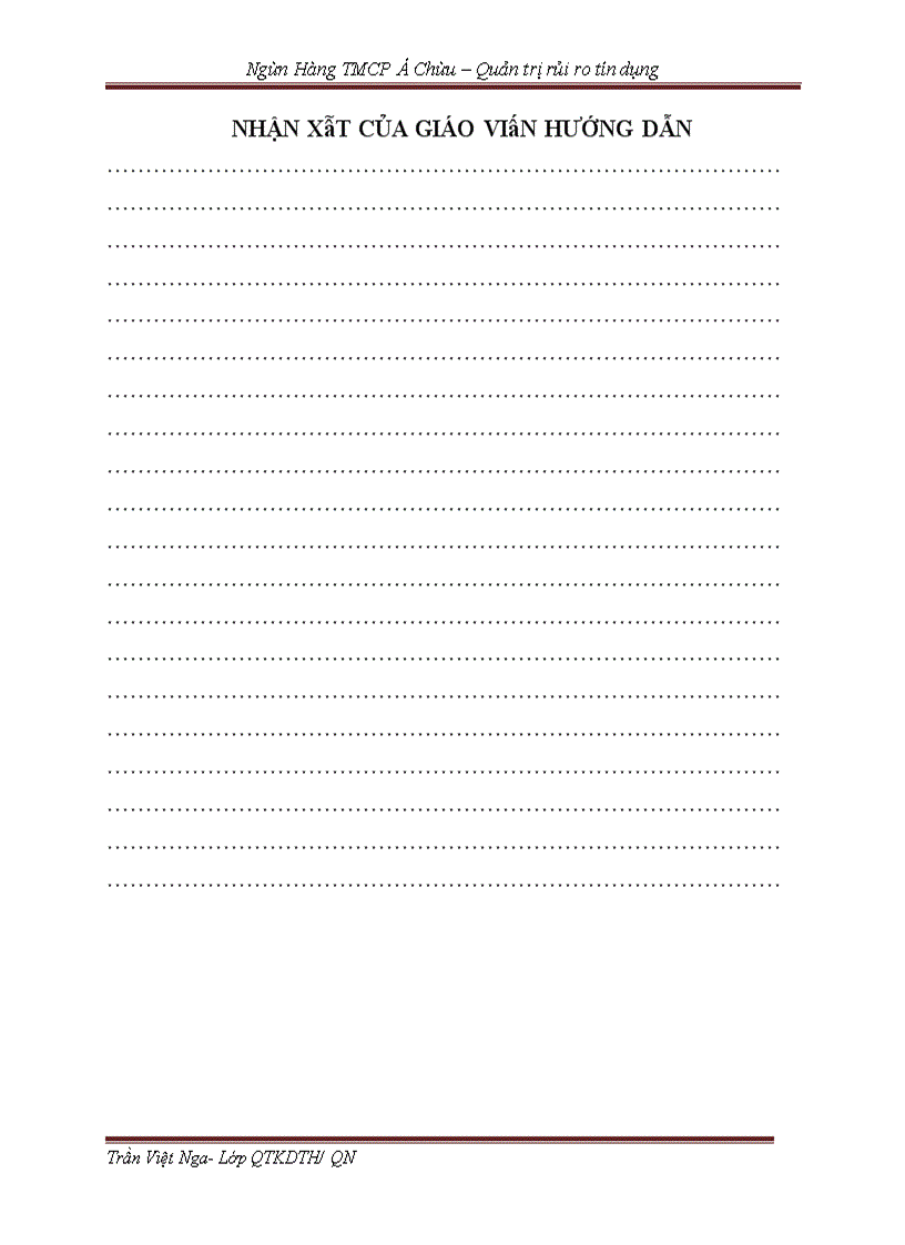 image for page Quản trị rủi ro tín dụng tại Ngân hàng TMCP Á Châu - Chi nhánh Chùa Hà - Thực trạng và Giải pháp -