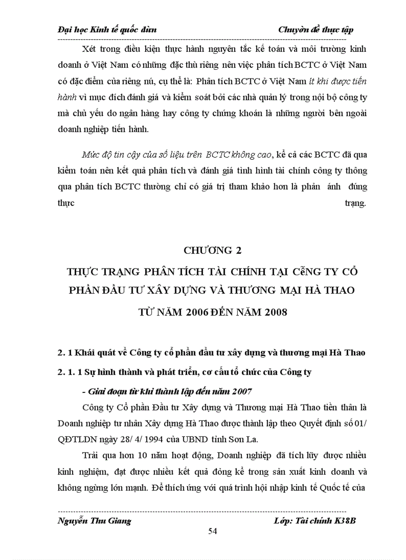 image for page Hoàn thiện phân tích tài chính tại Công Ty Cổ phần Đầu tư xây dựng và Thương mại Hà Thao