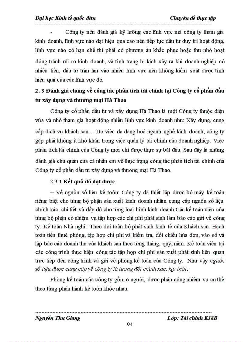 image for page Hoàn thiện phân tích tài chính tại Công Ty Cổ phần Đầu tư xây dựng và Thương mại Hà Thao