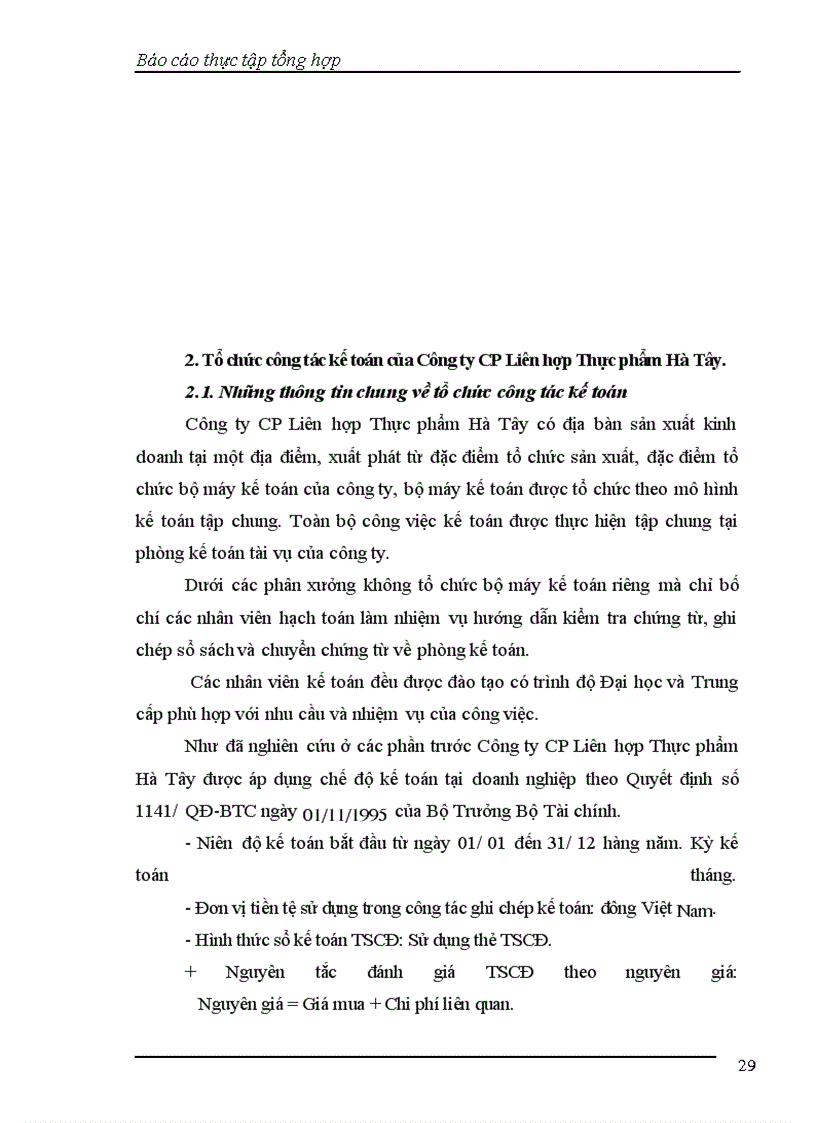 image for page Báo cáo thực tập tổng hợp tại Công ty cổ phần liên hợp thực phẩm Hà Tây