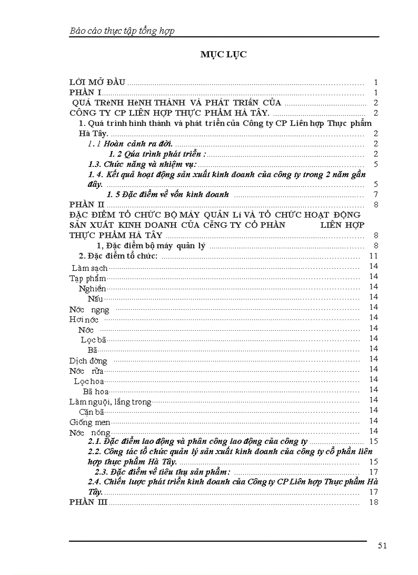image for page Báo cáo thực tập tổng hợp tại Công ty cổ phần liên hợp thực phẩm Hà Tây