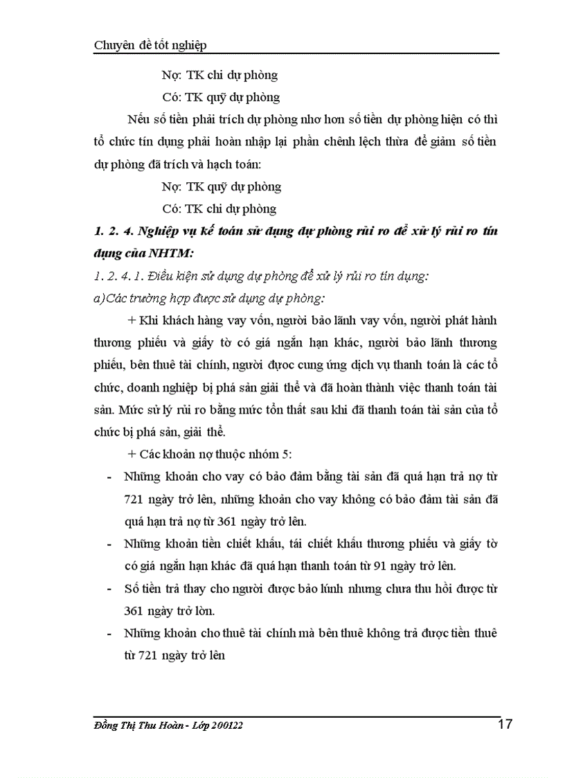 image for page Giải pháp hoàn thiện nghiệp vụ kế toán trích lập và sử dụng dự phòng để xử lý rủi ro tín dụng tại NH Hàng Hải – Chi nhánh Hà nội.