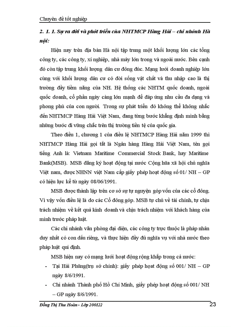 image for page Giải pháp hoàn thiện nghiệp vụ kế toán trích lập và sử dụng dự phòng để xử lý rủi ro tín dụng tại NH Hàng Hải – Chi nhánh Hà nội.