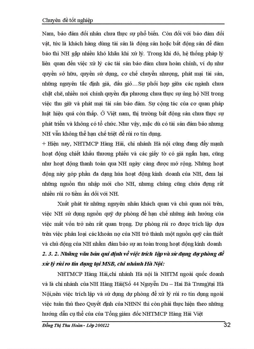 image for page Giải pháp hoàn thiện nghiệp vụ kế toán trích lập và sử dụng dự phòng để xử lý rủi ro tín dụng tại NH Hàng Hải – Chi nhánh Hà nội.