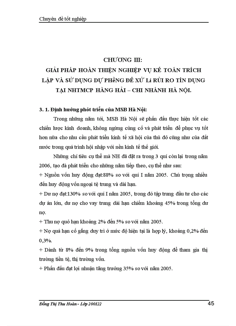 image for page Giải pháp hoàn thiện nghiệp vụ kế toán trích lập và sử dụng dự phòng để xử lý rủi ro tín dụng tại NH Hàng Hải – Chi nhánh Hà nội.