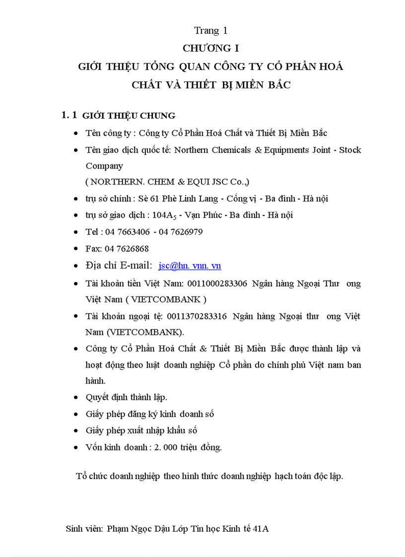 image for page Báo cáo thực tập tại công ty cổ phần hoá chất và thiết bị Miền Bắc