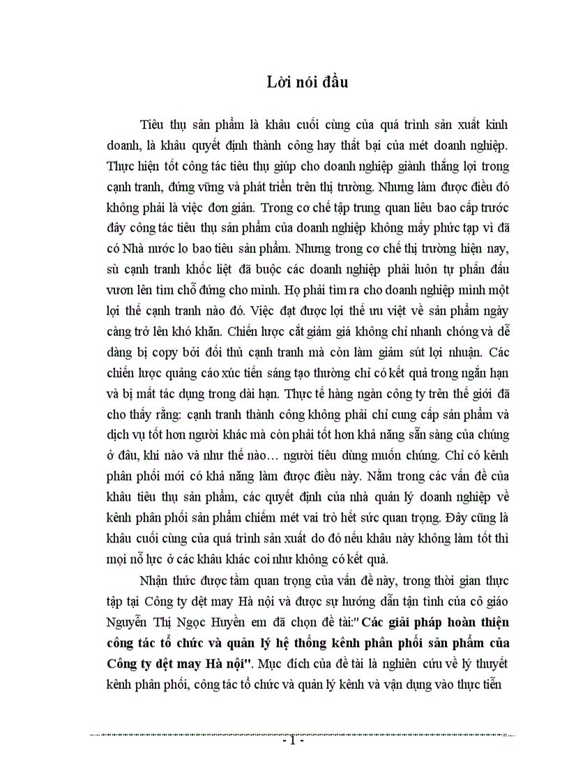 image for page Các giải pháp hoàn thiện công tác tổ chức và quản lý hệ thống kênh phân phối sản phẩm của Công ty dệt may Hà nội