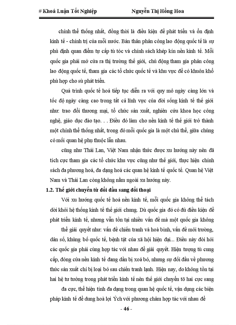 image for page Quan hệ kinh tế thương mại Việt Nam-Thái Lan, thực trạng và triển vọng