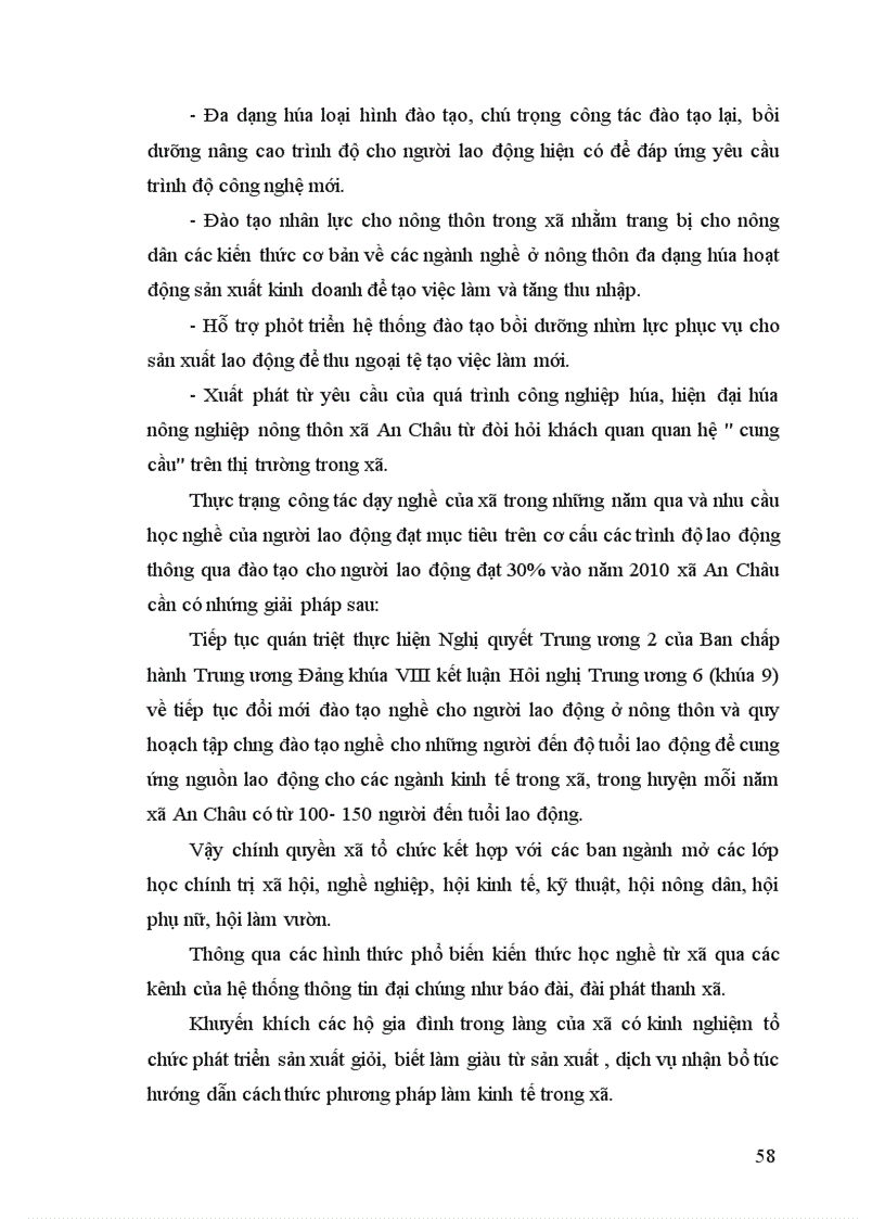 image for page Giải pháp giải quyết vịêc làm trong nông nghiệp nông thôn của xã an châu, huyện nam sách, tỉnh hải dương 2006 - 2010 hà nội