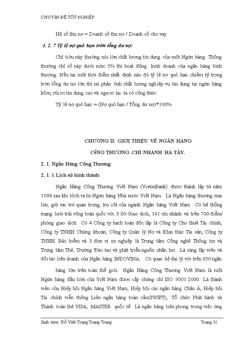 image for page Phân tích hiệu quả tín dụng Công thương nghiệp và Tiêu dùng tại Ngân hàng công thương chi nhánh Hà Tây