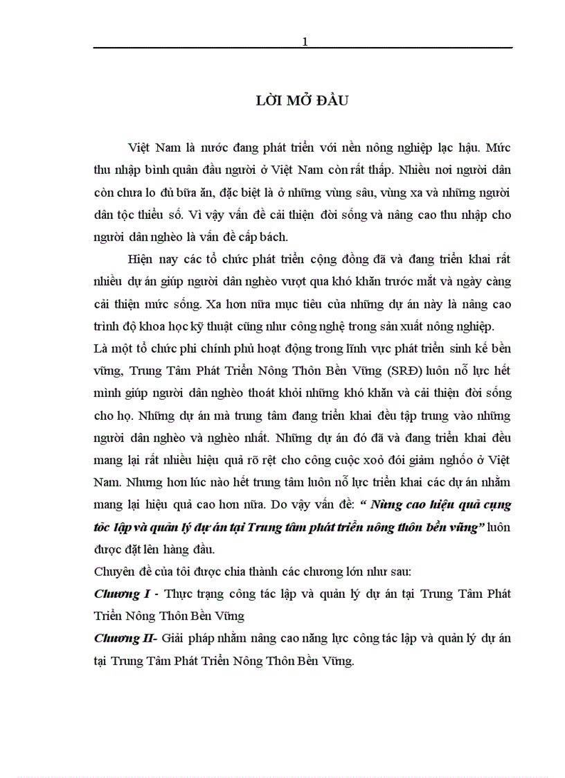 image for page Nâng cao hiệu quả công tác lập và quản lý dự án tại Trung tâm phát triển nông thôn bền vững