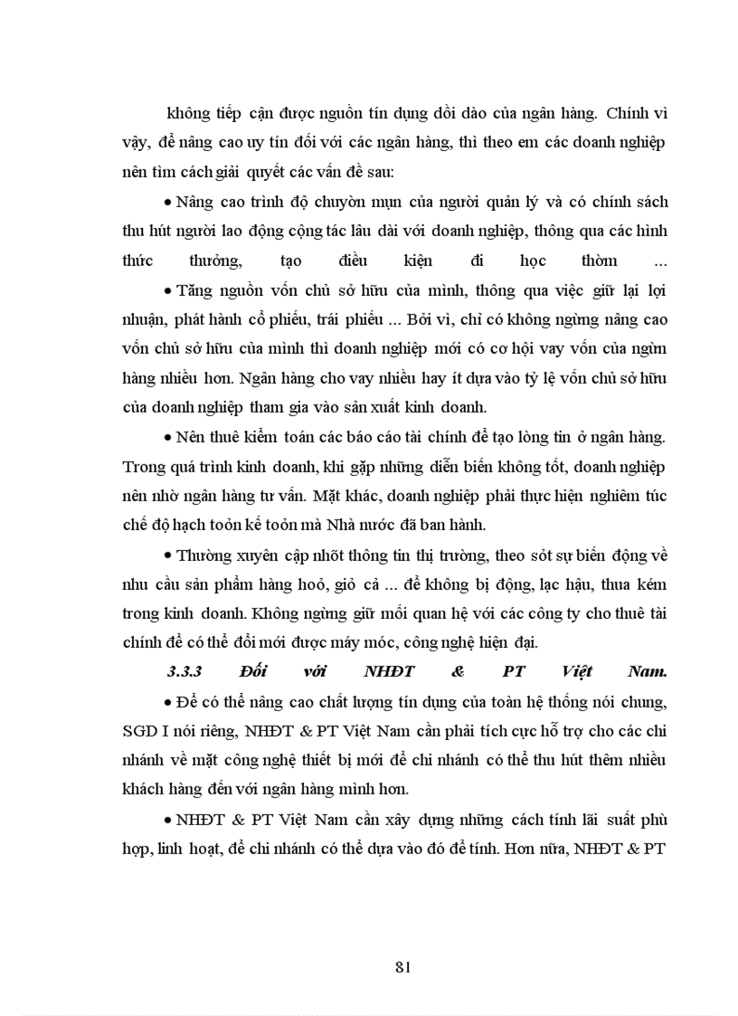 image for page Nâng cao chất lượng tín dụng đối với DNV&N tại Sở Giao Dịch I , Ngân hàng đầu tư & phát triển VN