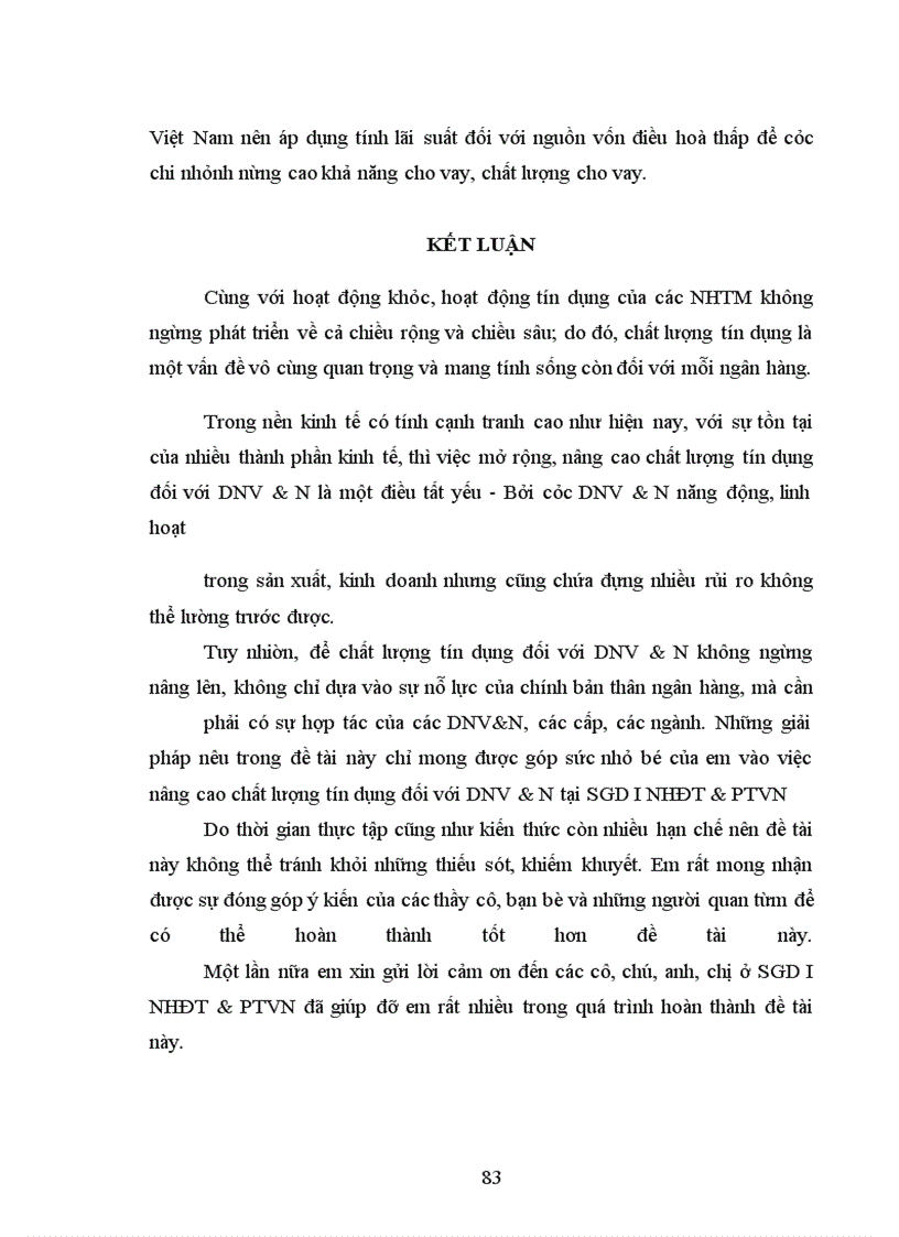 image for page Nâng cao chất lượng tín dụng đối với DNV&N tại Sở Giao Dịch I , Ngân hàng đầu tư & phát triển VN