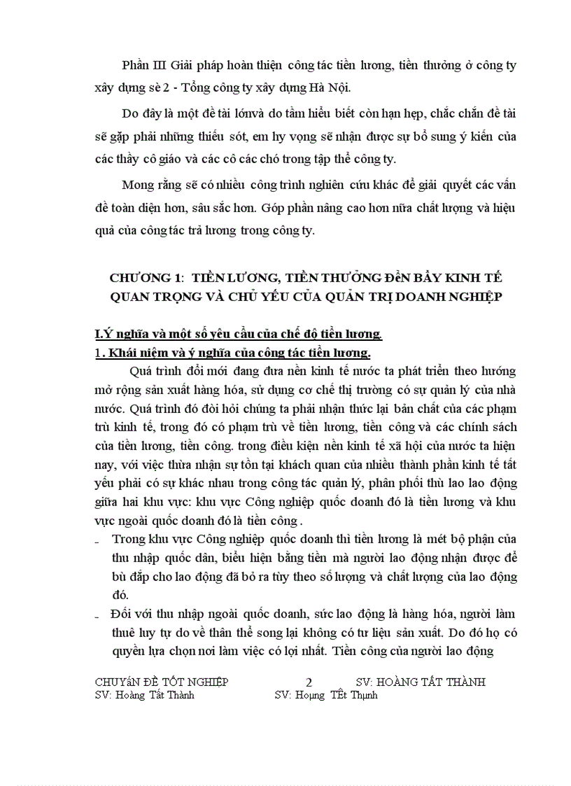 Một số ý kiến nhằm sử dụng có hiệu quả đòn bẩy kinh tế tiền lương-tiền thưởng ở công ty xây dựng số 2-tổng công ty xây dựng Hà Nội