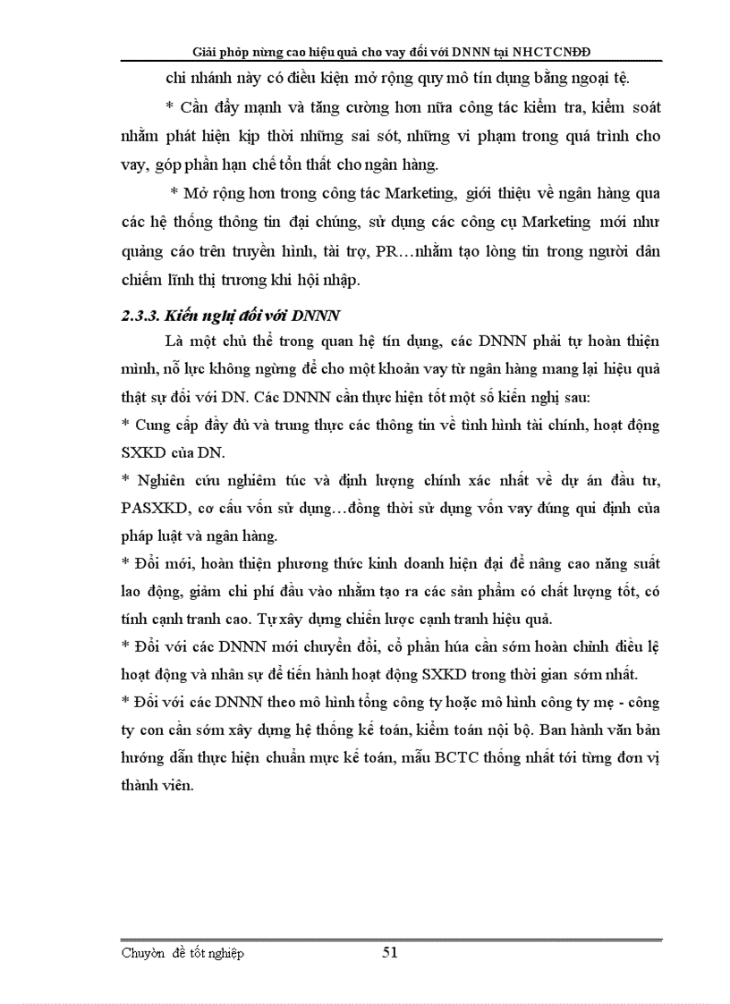 image for page Giải pháp nâng cao hiệu quả cho vay đối với doanh nghiệp nhà nước tại NHCTCNĐĐ