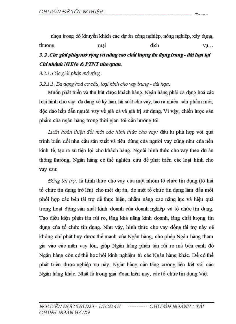 image for page Giải pháp mở rộng và nâng cao chất lượng tín dụng trung - dài hạn tại NHNo & PTNT huyện nho quan