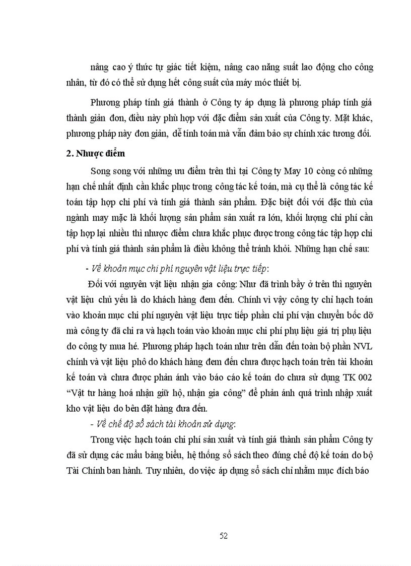 image for page Tổ chức công tác kế toán tập hợp chi phí sản xuất và tính giá thành sản phẩm tại công ty May 10 -