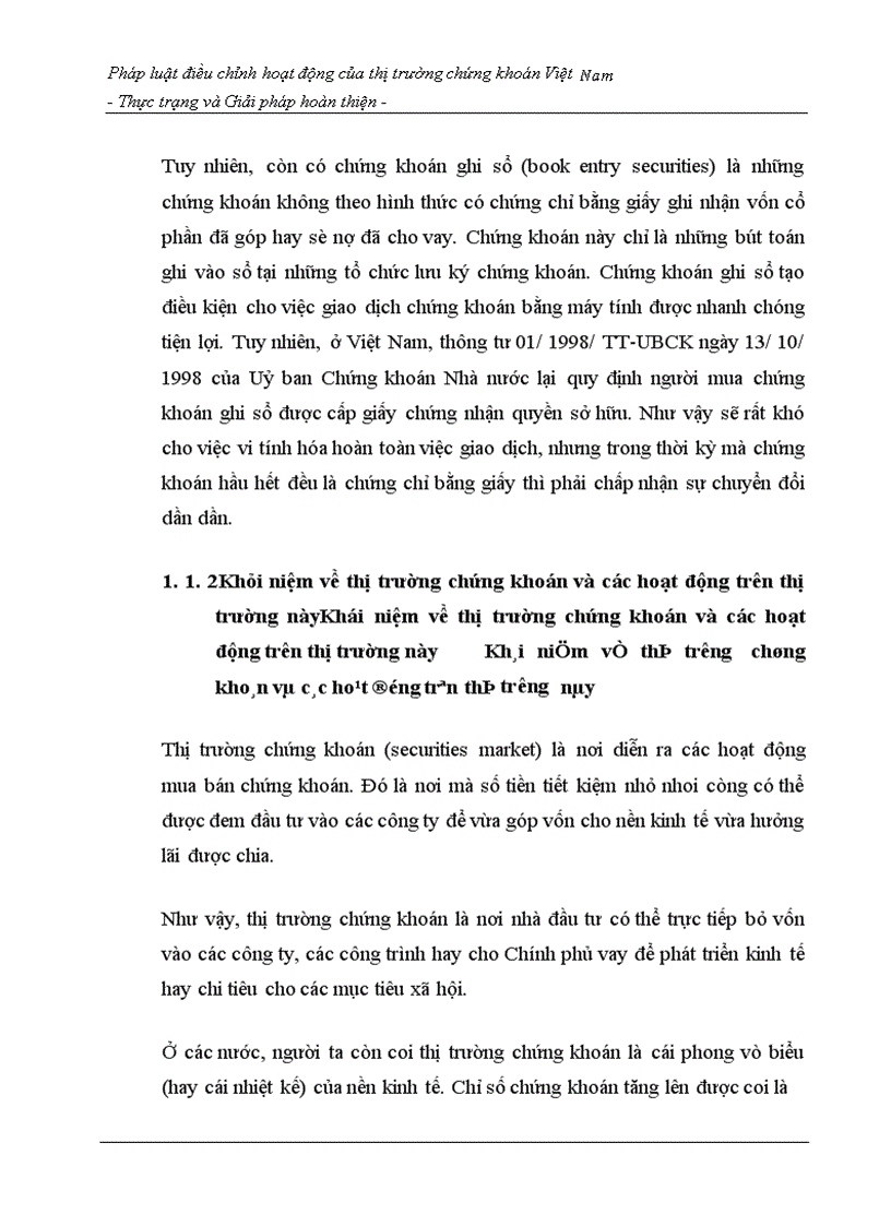 image for page Pháp luật điều chỉnh hoạt động của thị trường chứng khoán Việt Nam - Thực trạng và Giải pháp hoàn thiện -