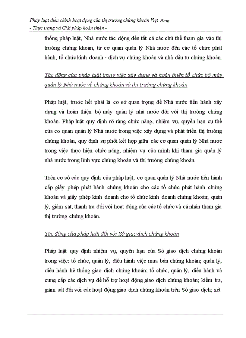 image for page Pháp luật điều chỉnh hoạt động của thị trường chứng khoán Việt Nam - Thực trạng và Giải pháp hoàn thiện -