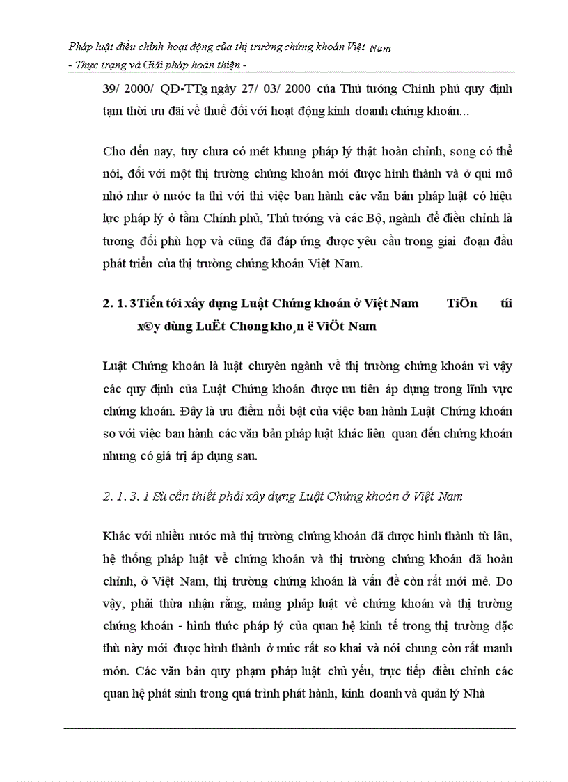 image for page Pháp luật điều chỉnh hoạt động của thị trường chứng khoán Việt Nam - Thực trạng và Giải pháp hoàn thiện -