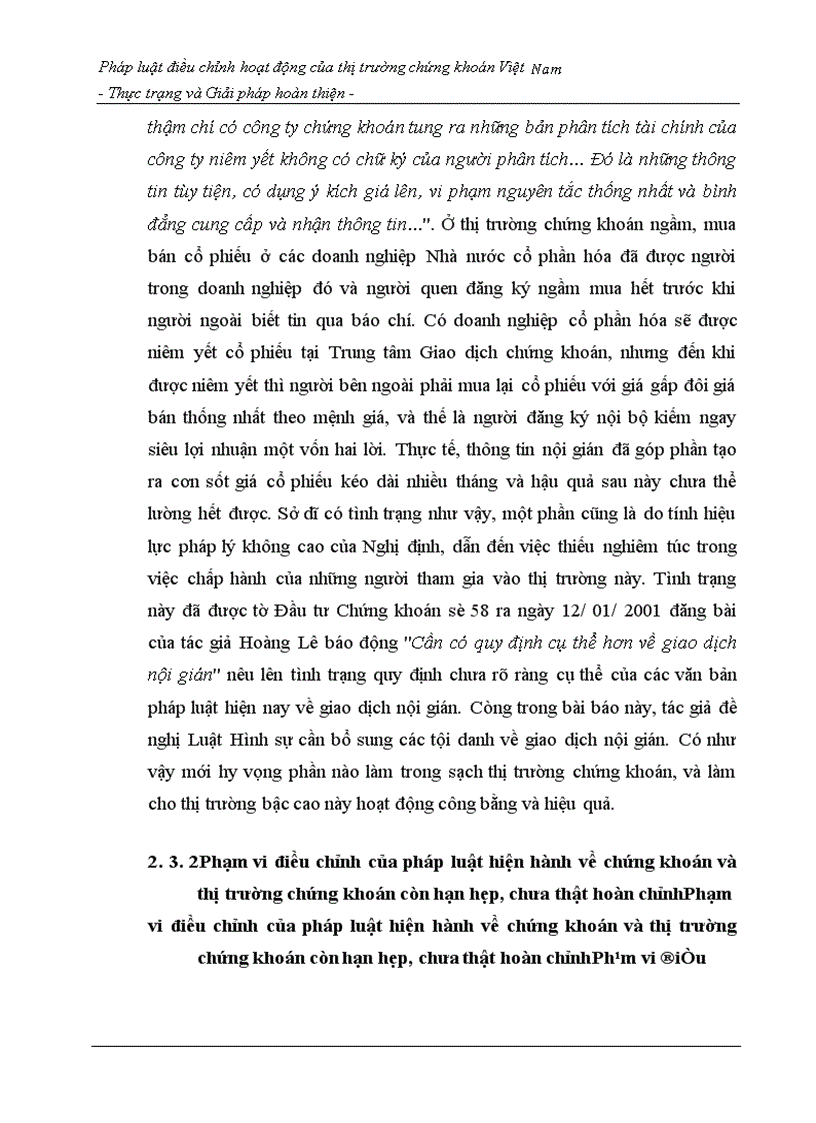 image for page Pháp luật điều chỉnh hoạt động của thị trường chứng khoán Việt Nam - Thực trạng và Giải pháp hoàn thiện -
