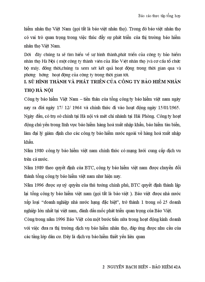 image for page Thực tập tổng hợp tại công ty bảo hiểm nhân thọ Hà Nội